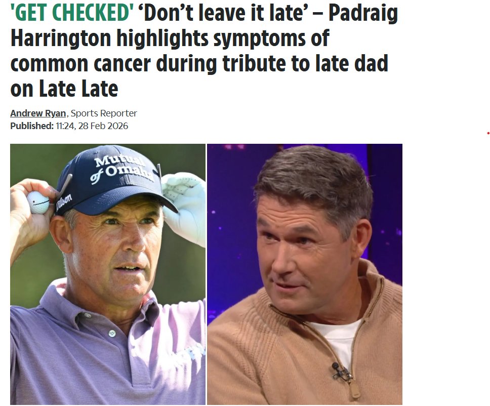 Oesophageal Cancer - Know the signs and symptoms - get checked early 
OCF Patron Padraig Harrington shares this vital message.
Learn more on the work of OCF - ocf.ie 
Support - lollipopday.ie - donate today
thesun.ie/sport/16604920…