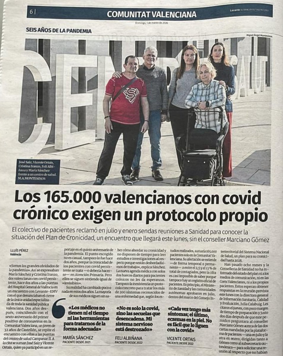 covidcvalencia's tweet photo. Se acerca el sexto aniversario de la Pandemia, para muchos es el recordatorio de algo que la sociedad superó. Pero se olvidan de una asignatura pendiente.
Por una atención digna, completa y sostenida en el tiempo de los pacientes con #CovidPersistente. https://t.co/sutpCGm7sW