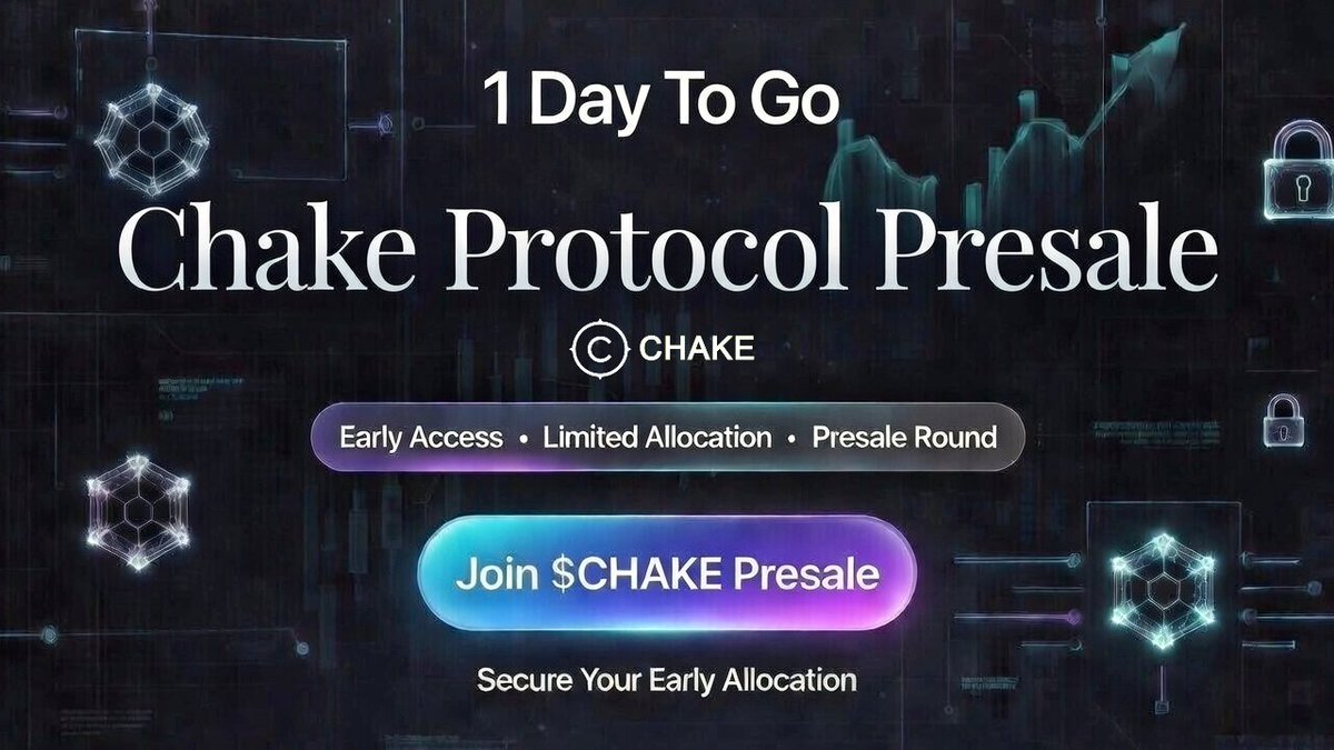 1 day until the CHAKE Presale IDO begins 🚀

⚡Chake’s high-velocity L1 paired with a native perpetual DEX creates a trading environment where scale, speed, and strategy converge. 2.5M+ TPS.

Presale page: 👇 
pinksale.finance/launchpad/bsc/…

🔥🔥🔥
#presale #crypto #fairlaunch #ido