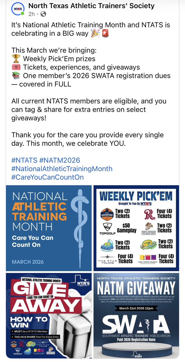 North Texas Athletic Trainers’ Society tweet media