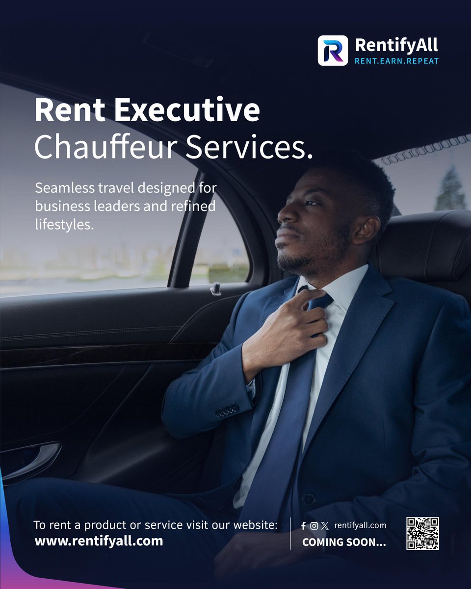 RentifyAll's tweet photo. Rent seamless chauffeur services designed for business leaders and redefined lifestyles.
#RentifyAll
#RentEarnRepeat
#RentAnythingAnywhere https://t.co/Opil49nse9