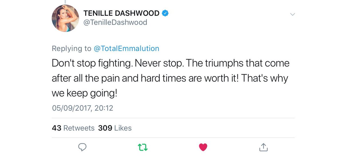 TotalEmmalution's tweet photo. Happy birthday @TenilleDashwood. I hope you will have a lovely day. I am forever grateful for your influence over the years, I cannot believe this message you gave me was almost nine years ago. And it has to be said, you were right! 😁

Thank you Tenille and happy birthday ❤️ https://t.co/hJARshZmI1