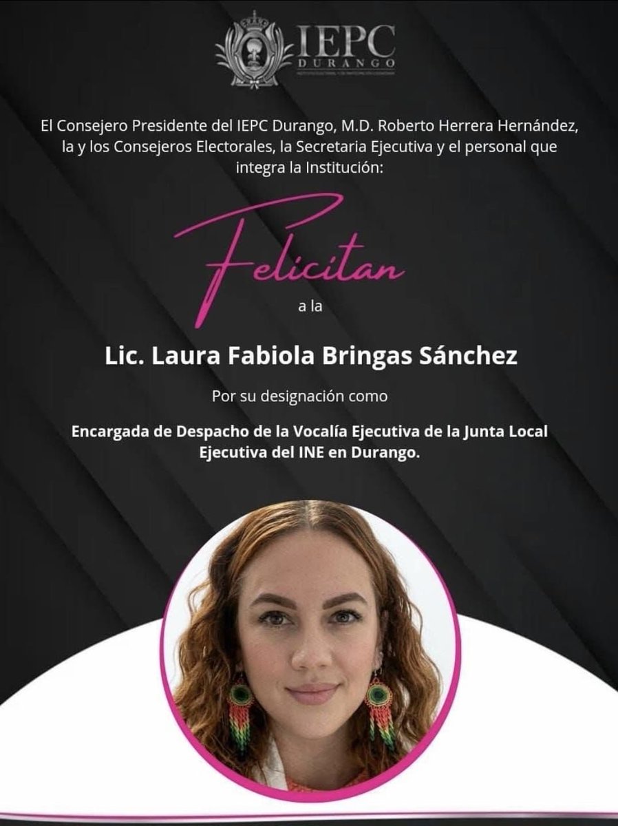 Laura Bringas nada funcional a Esteban.

Su nombramiento garantiza un arbitraje equilibrado en el próximo proceso electoral federal.

Laura ya fue Consejera Electoral en el IEPC. 

Ahora incursiona en el organismo electoral federal.

Por fortuna Laura está muy distante de Ev.
