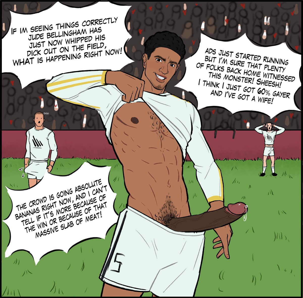 NotoriousB33t's tweet photo. Jude Bellingham's boner gives everyone a boner in this Commission for @Steadly63! might draw him again who knows! ⚽️💪🏿🍆 https://t.co/oWOKMToqjs