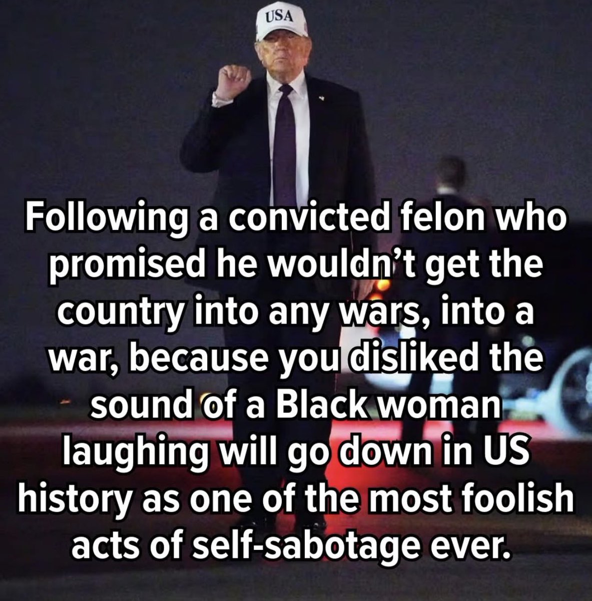 AnnieForTruth's tweet photo. The leader of the Board of Peace campaigned by pushing more lies that he would stop or end wars and “never start new ones,” then proceeds to start WWIII. 😡 #OperationEpsteinFury #TrumpIsUnfitForOffice #ImpeachTrumpNow https://t.co/hETrTROnEi