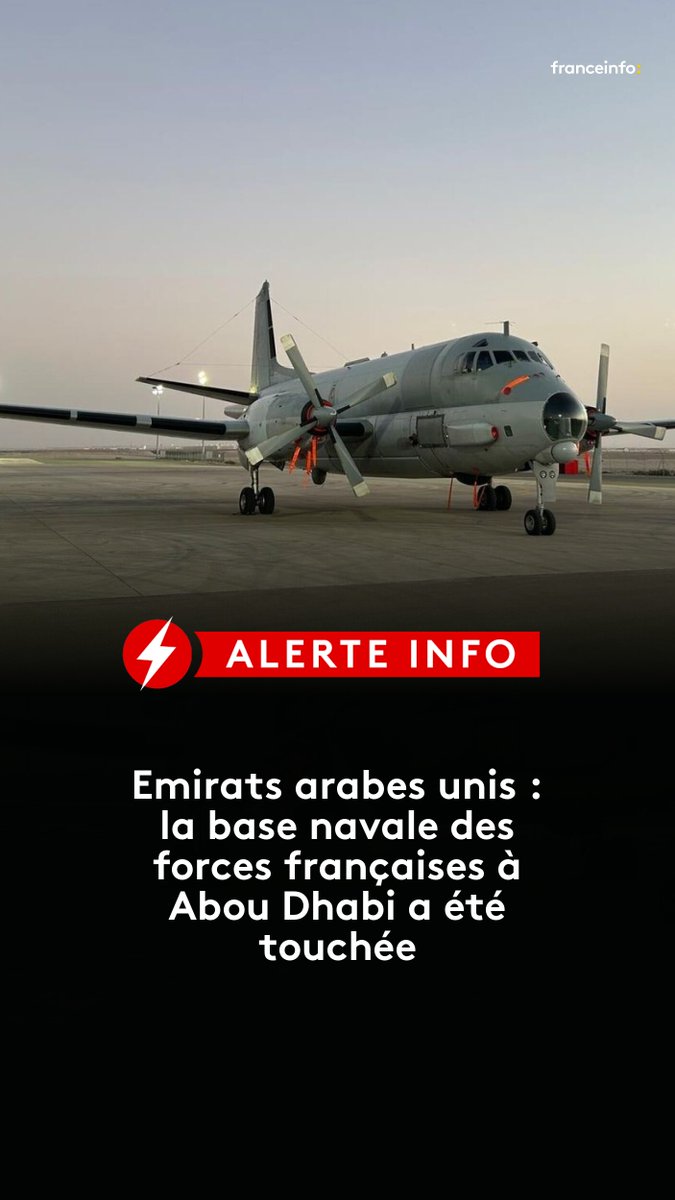 franceinfo's tweet photo. ⚡ALERTE INFO : Cette base navale, située dans un port d'Abou Dhabi, fait partie des trois bases militaires françaises implantées aux Emirats arabes unis.
https://t.co/08sJ5ZKvTZ https://t.co/QhZEIo70vS