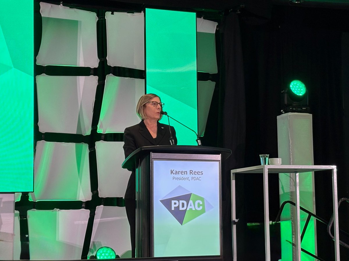 INN_Resource's tweet photo. .@the_PDAC President Karen Rees welcomes attendees from around the globe at the opening ceremonies for #PDAC2026. This year's show features 1,300 exhibitors and 700 expert presenters. #INNatPDAC https://t.co/JRPd7AbjSv