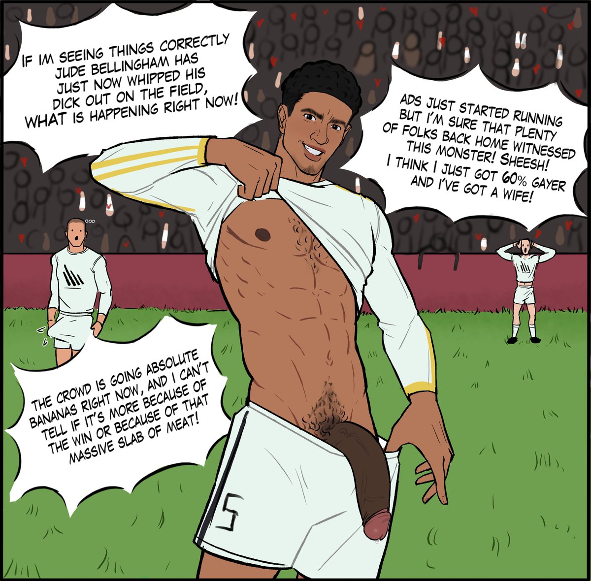NotoriousB33t's tweet photo. Jude Bellingham's boner gives everyone a boner in this Commission for @Steadly63! might draw him again who knows! ⚽️💪🏿🍆 https://t.co/oWOKMToqjs