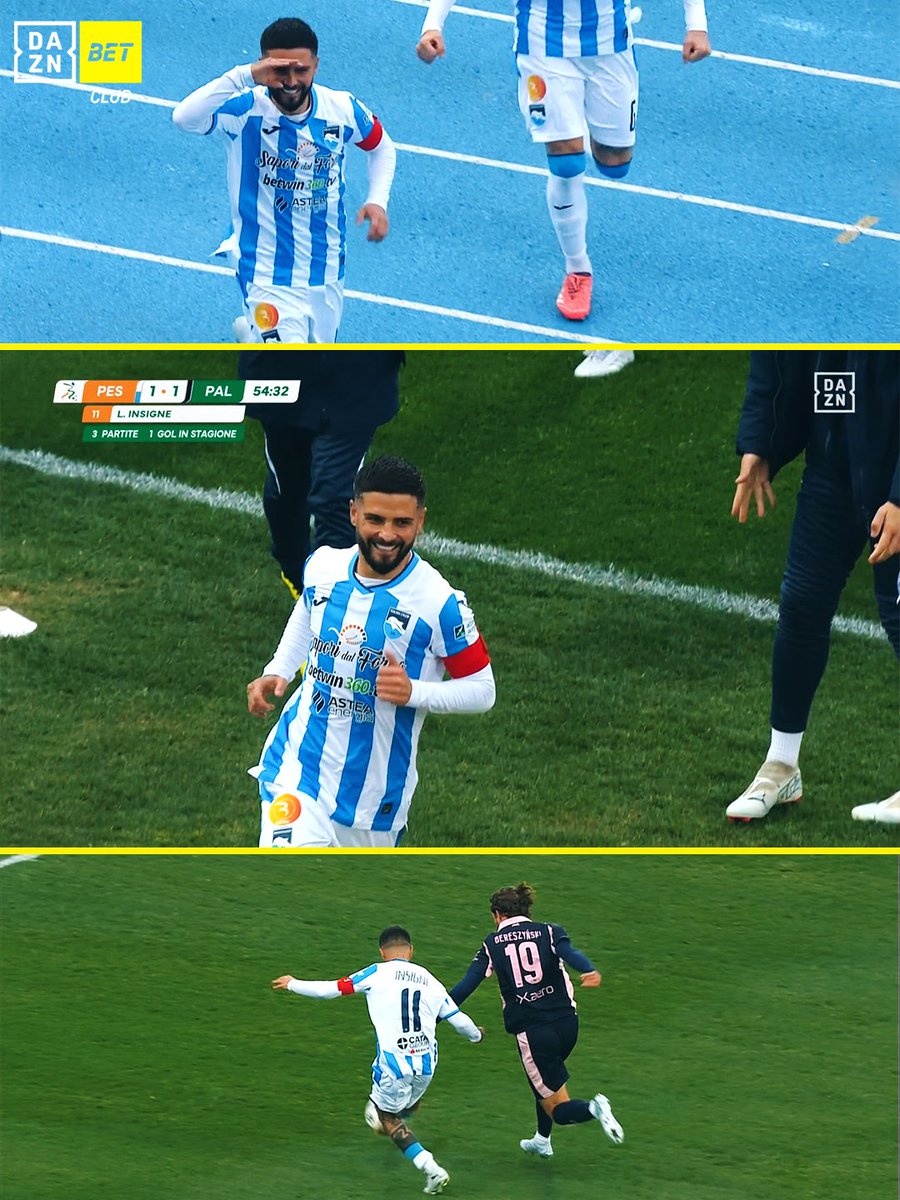 DAZN_IT's tweet photo. Elogio al 𝙧𝙤𝙢𝙖𝙣𝙩𝙞𝙘𝙞𝙨𝙢𝙤 🎻
𝙄𝙣𝙨𝙞𝙜𝙣𝙚 torna al 𝙜𝙤𝙡 con la maglia del Pescara 1️⃣4️⃣ anni dopo 🐬

#Insigne #SerieBKT #DAZNBetClub #DAZN https://t.co/NbgZbj7Vso