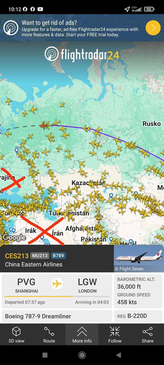 Rusko udělalo obrovské gesto. Díky situaci způsobené Íránem, potažmo Irákem a Izraelem, a již dříve vymrdanou Usrajinou, otevřelo svůj vzdušný prostor pro letadla, která by normálně kvůli sankcím, namířených právě proti němu, létala nad těmito nyní uzavřenými destinacemi. Takže