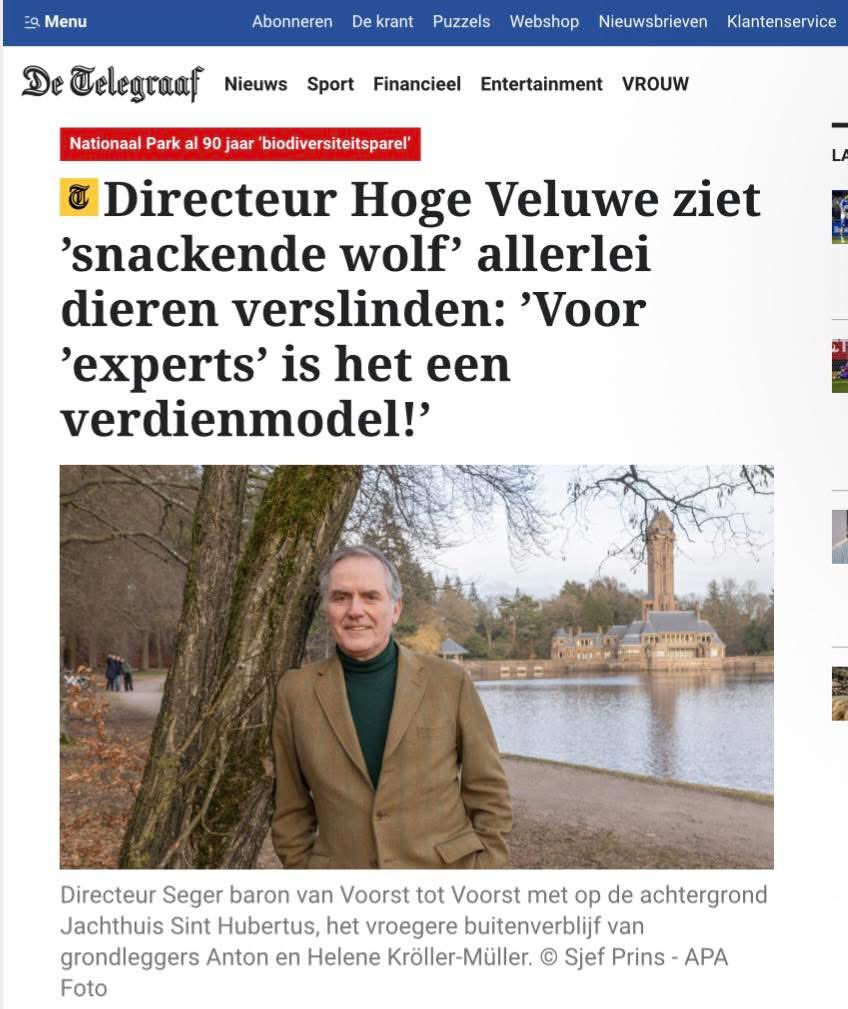 Nog los van de theorie dat de wolf hier wel echt uit zichzelf is gekomen… Er zijn helaas veel ‘experts’ die bij overleg aan tafel mogen zitten en zich kunnen bemoeien met het beleid. Velen zijn pro-wolf, weet je waarom? Het is een verdienmodel! Ze verdienen veel geld aan hun
