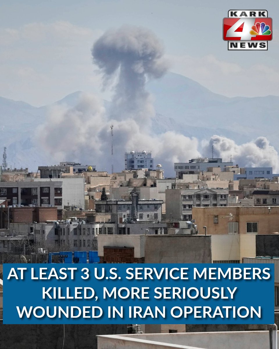 KARK4News's tweet image. JUST IN: Three American service members have been killed and five have been seriously wounded in military operations targeting Iran, the U.S. military said. More: tinyurl.com/ysttx4bx