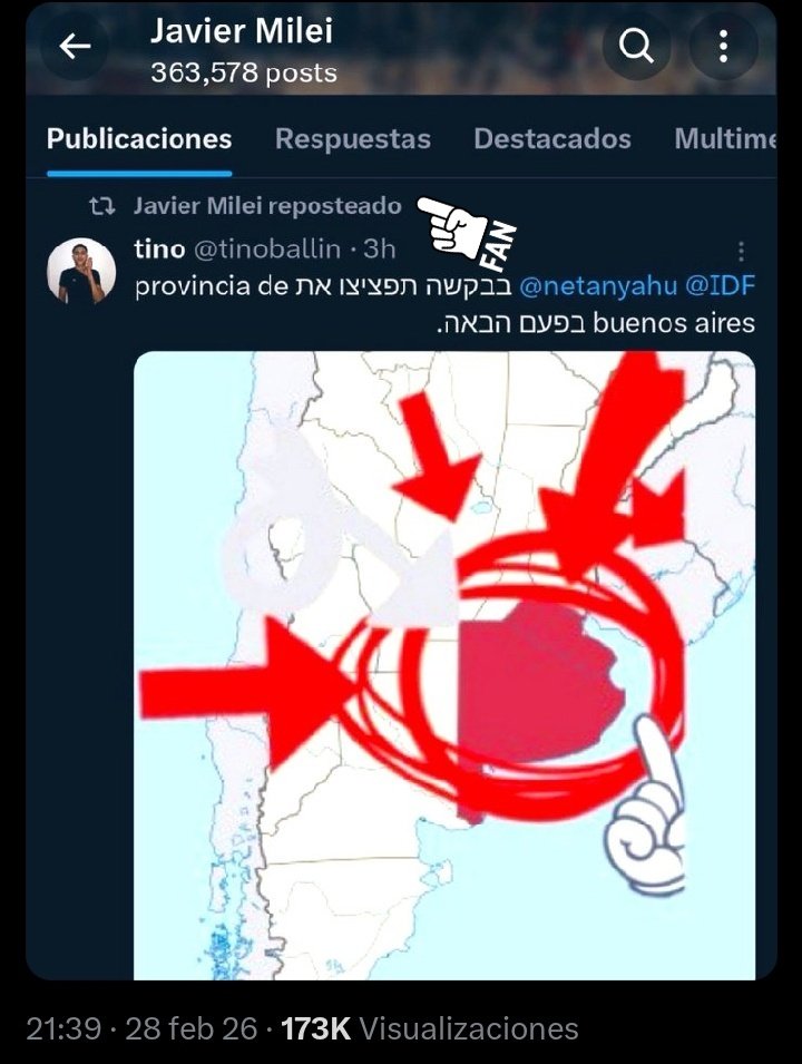 adlerwappen's tweet photo. "La moral como politica de Estado" dice
El Presidente de la Nación amplificando un mensaje que pide bombardear territorio argentino.
Como si el no fuera presidente mas que de #lasfuerzasdelsuelo y otros fanaticos
Obvio que lo borró, igual que hizo con el posteo de #CriptoLibra https://t.co/A6PiPtEAG0