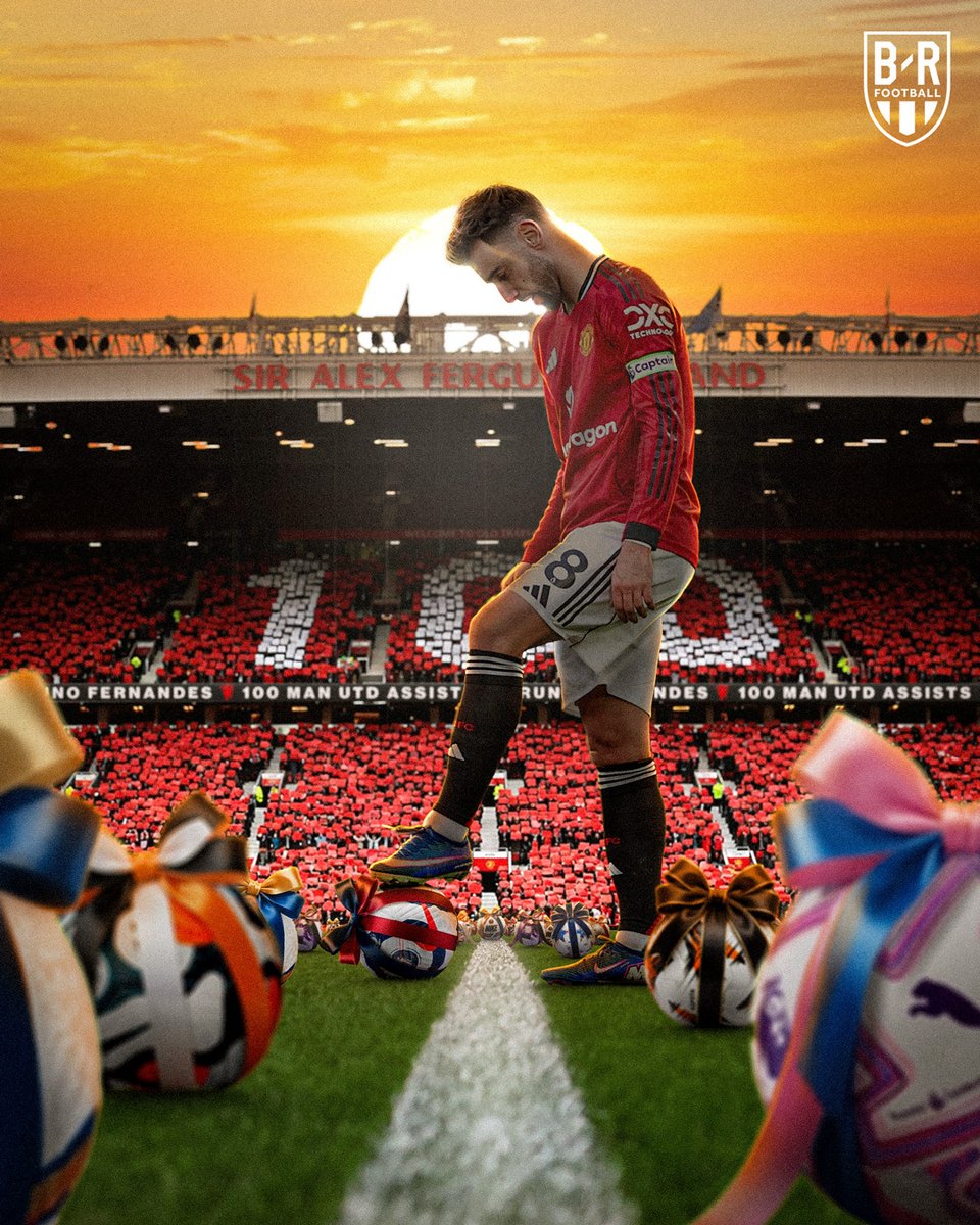 1️⃣0️⃣0️⃣ Manchester United assists for Bruno Fernandes.

Magic 🪄
