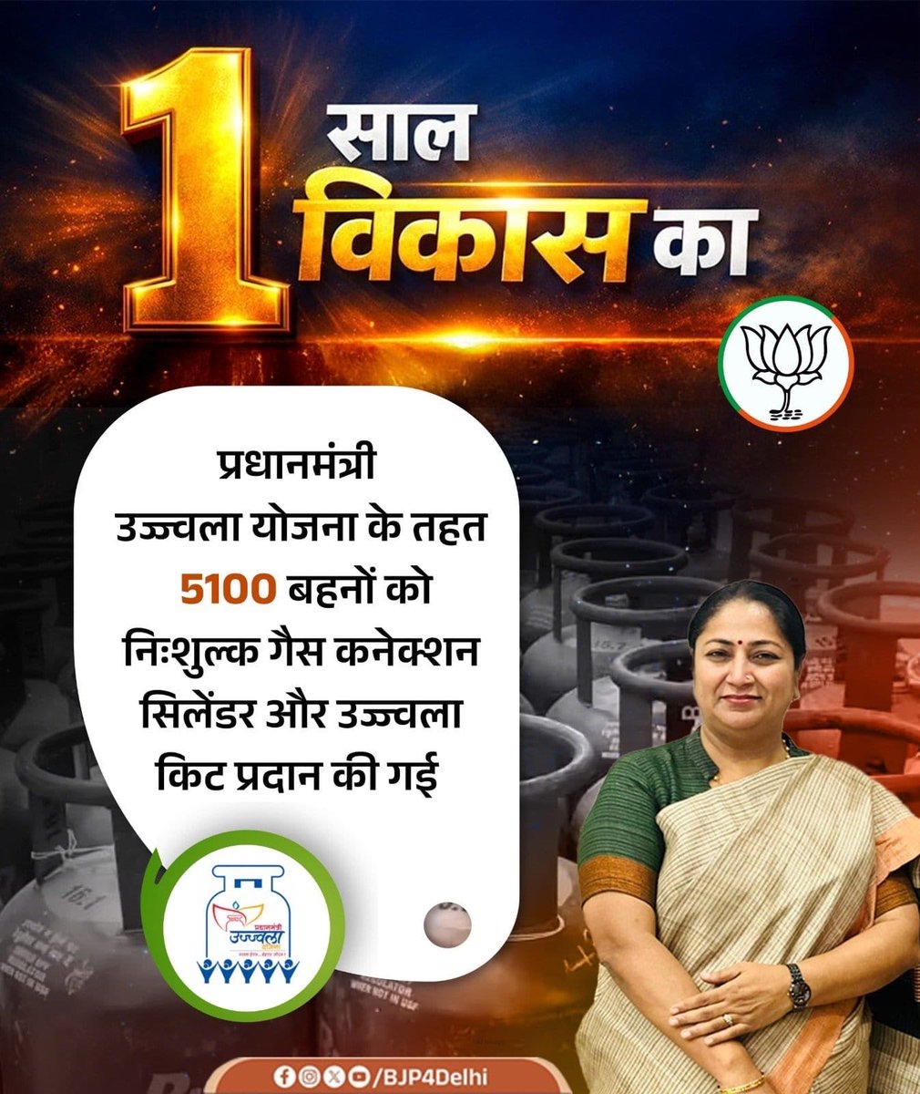 imyashikap's tweet photo. भाजपा सरकार ने प्रधानमंत्री उज्ज्वला योजना से महिलाओं को दिलाया सम्मान, सुरक्षा और आत्मनिर्भरता का अधिकार।

#EkSaalVikasKa
#MissionViksitDelhi https://t.co/12VPYWapvn