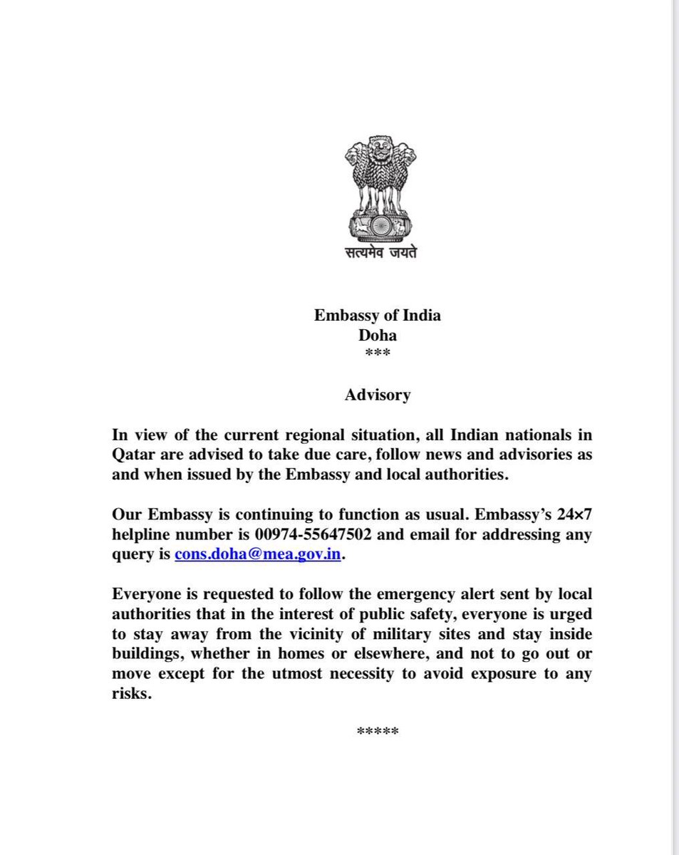 inevitable1989's tweet photo. Indias in Qatar! Please feel free to reach Indian embassy at mentioned emergency number. https://t.co/fiwdkh89tF