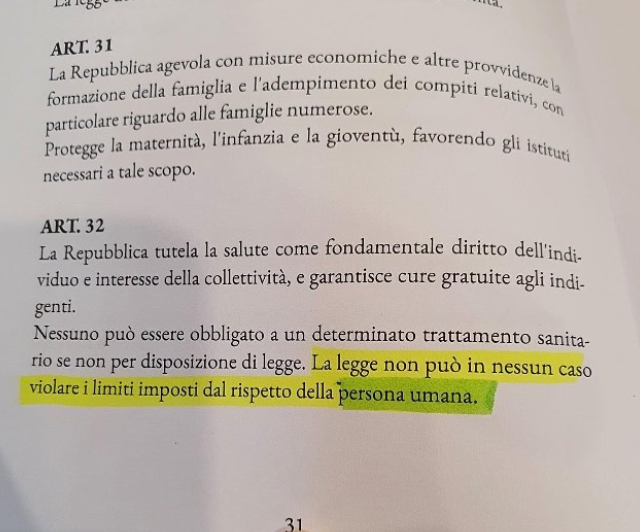 Erinni15's tweet image. la legge non puo' in nessun caso violare i limiti imposti dal rispetto della PERSONA UMANA

#COVID