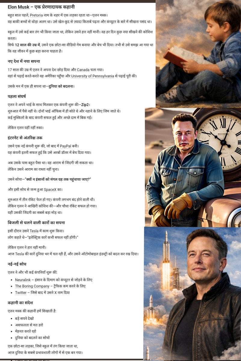 Samrit50's tweet photo. #ElonMusk
#Inspiration
#SuccessStory
#DreamBig
#NeverGiveUp
#Entrepreneur
#Motivation
#TechLeader
#FutureThinking
#HardWork https://t.co/mZ3EdsAyjL