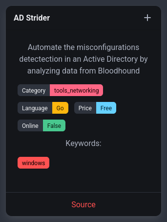 rawsec_cyber's tweet image. New entries were added on the #Rawsec #Cybersecurity Inventory

@noraj_rawsec added

📌 bloodhoundcli by @0x64616e
📌 Rakound by @Digitemis
📌 Rakound-NG by Tamhackti
📌 AD Strider by @PatchRequest

inventory.raw.pm