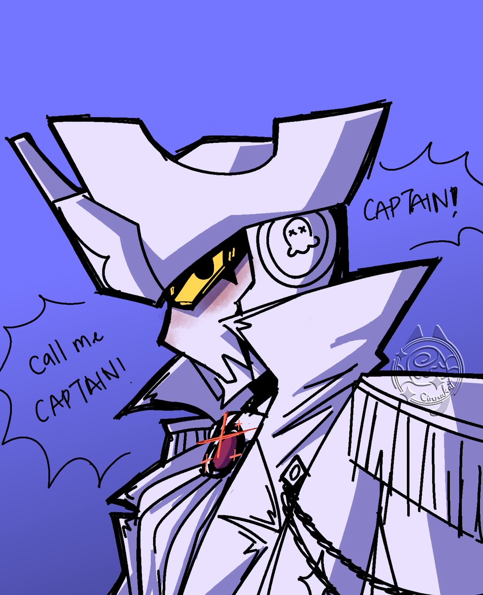 CinnaIsDead's tweet image. Trying out different brushes and decide to doodle 🛳 
! Anthropomorphism !
#mcb #blackhook #metalcardbot