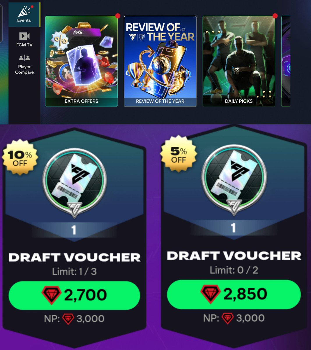 Before spending 3K Gems on a Draft Voucher 🎟️…
Check EXTRA OFFERS first!
You might save some Gems 💎

#FCMobile 
<a href="/EASFCMOBILE/">EA SPORTS FC MOBILE</a>