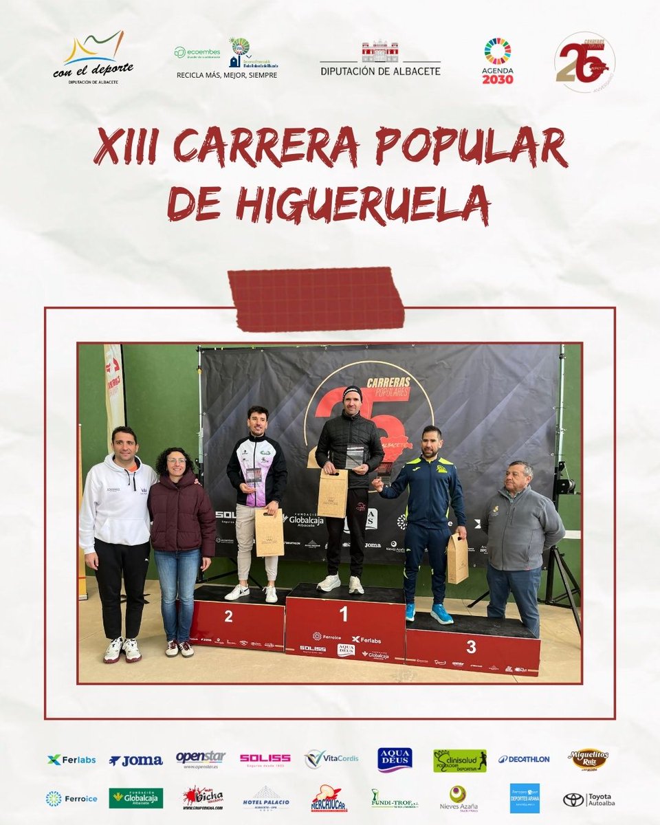 DipualbaDeporte's tweet image. 🚩 #CCPP | #Higueruela, una fiesta en una nueva edición de la ‘Subida al Mojinete’. José Antonio Hernández Navajas y Eva Valera García suben a lo más alto del pódium en una prueba que congregó a cerca de 700 atletas.

✍️ ¡La crónica! 👇
deportes.dipualba.es/Noticias/Ver/9…

#CarrerasPopulares