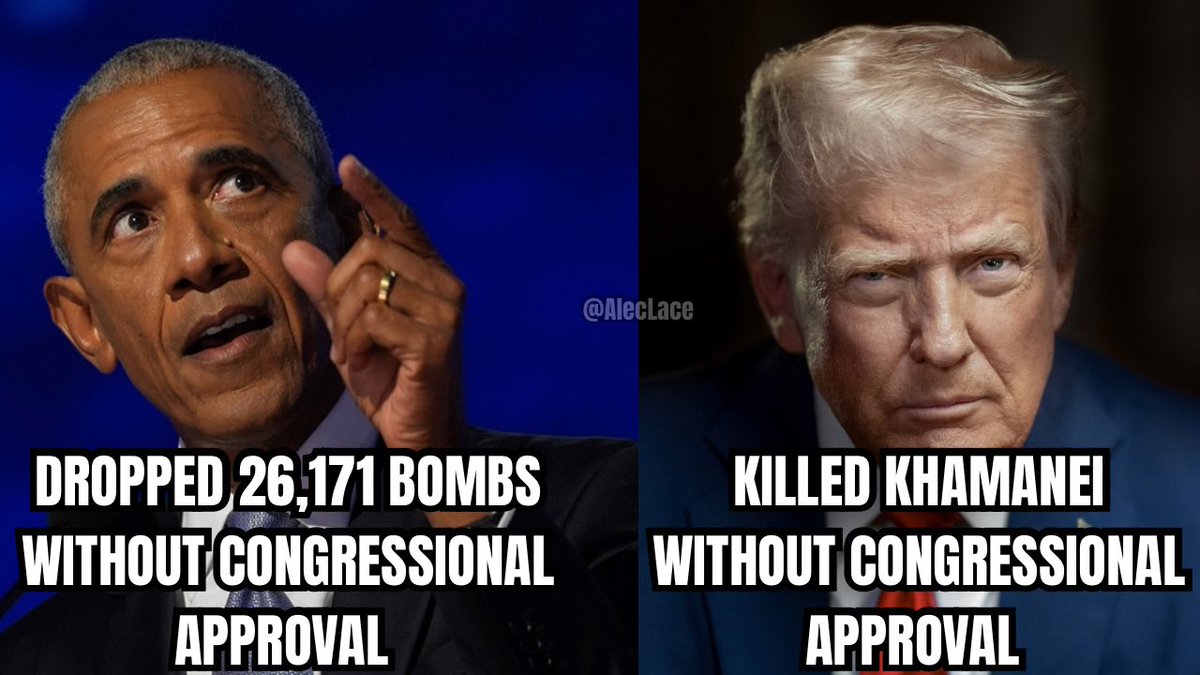 🚨 Barack Obama dropped 26,171 bombs in a single year on Iraq, Syria, Afghanistan, Libya, Yemen, Somalia, and Pakistan without Congressional Approval 

• Donald Trump just killed Iran Supreme Terrorist Ali Khamenei 

Guess which one the Media &amp; Democrats melted down over?