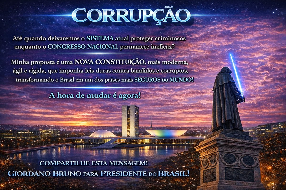 GIORDANOBRUNOBR's tweet photo. Acorda Brasil!
Líder Monstro: NÃO VOLTA BOLSONARO, BOLSONARO LIVRE NÃO!
FORA LULA, MORAES E TOFFOLI
#ForaLula #forabancomaster #foratoffoli https://t.co/s1vpieUrJI
