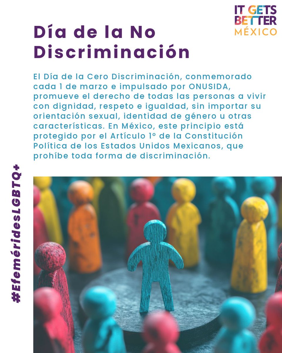 🏳️‍🌈🏳️‍⚧️ La discriminación también limita la libertad de las personas LGBTQ+. Hoy, en el Día de la Cero Discriminación impulsado por ONUSIDA, recordamos que en México es un derecho: el Artículo 1º de la Constitución prohíbe toda discriminación. Sin inclusión, no hay DDHH.