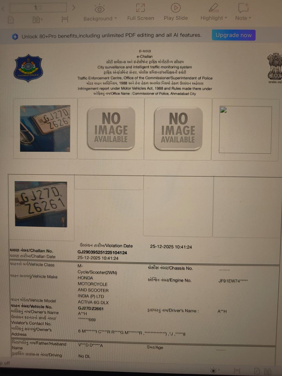 aash_discover's tweet photo. An incorrect Challan has been raised against my vehicle. The challan number in the pic is clearly different from the vehicle number. I raised this before as well, with no resolution from you. Please help urgently @GujaratPolice @AhmedabadPolice https://t.co/DJBJX30l3f