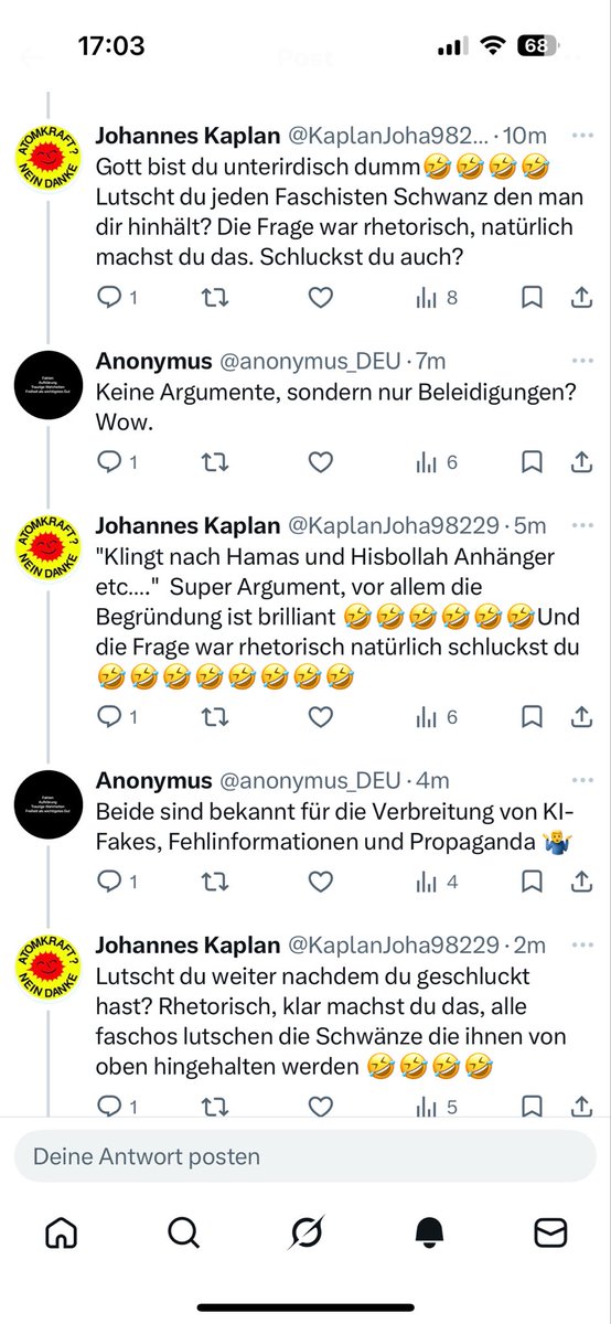 Wenn man Hamas und Hisbollah kritisiert kommen Linke mit Beleidigungen angesprungen 🤷‍♂️
Wir haben ein Problem in Deutschland…
