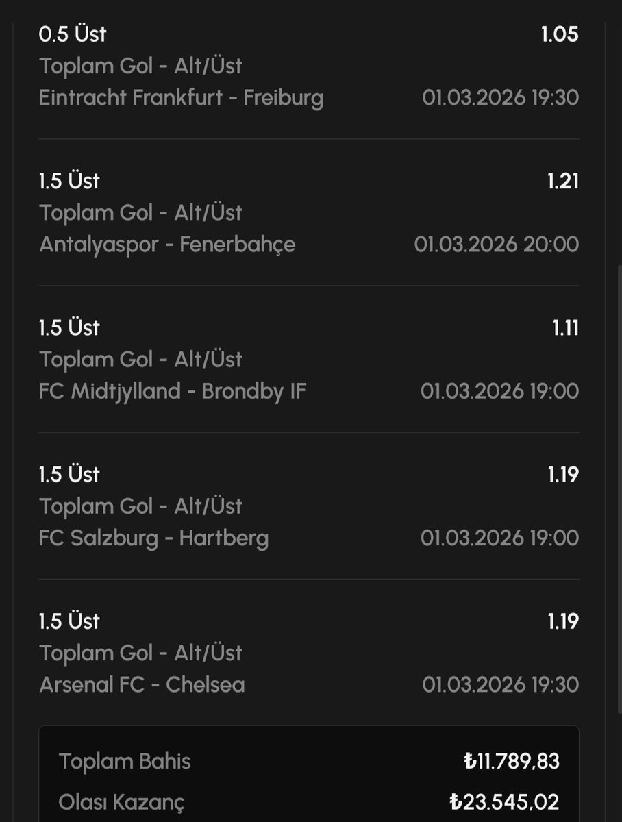 GarfieldBahisci's tweet photo. Bugün ki 5 maçlık kombine kuponum hazırdır.

11.789 TL'ye 23.545 TL veriyor 💪 

#Salzburg - #Hartberg
#Midtjylland - #Brondby
#Arsenal - #Chelsea
#Frankurt - #Freiburg
#Antalyaspor - #Fenerbahçe

Tüm maçlar toplam gol 1.5 üst olur

#tahmin #iddaa #bahis

#Garfield https://t.co/VkQFpD6Ozt