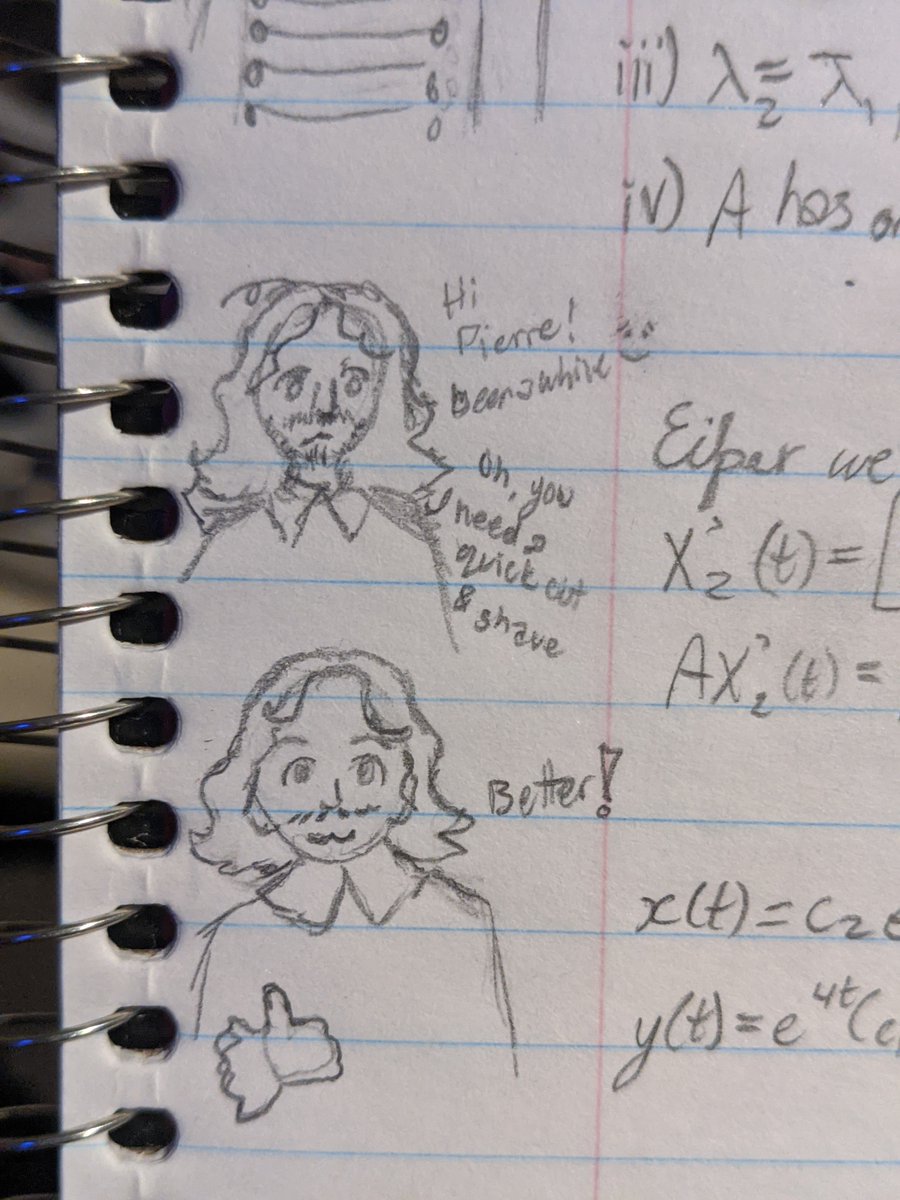 severalpotatoes's tweet photo. I haven't drawn my poor OC in so long that he needed a small haircut when he showed back up last week in my class notes (it's only been a few weeks to a month+ at most, Pierre's just being a little dramatic lol) https://t.co/ObivCVmV50