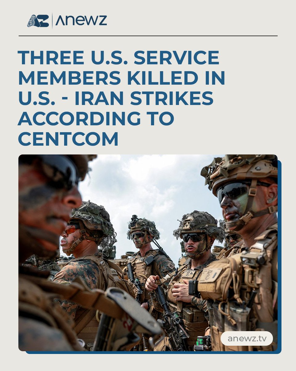 Anewz_tv's tweet image. The United States Central Command has confirmed that three service members have died while five others were wounded in action following strikes against Iran.
This counts as the first recorded fatalities on the American side since joint Israeli-U.S. strikes began early on