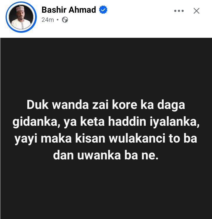 AM_Saleeeem's tweet photo. TRANSLATION:

Whoever drives you out of your home, violates the rights and privacy of your family, and gruesomely kills you unjustly is not your brother — Bashir Ahmad.🙏🏾 https://t.co/SLwUniAHeY