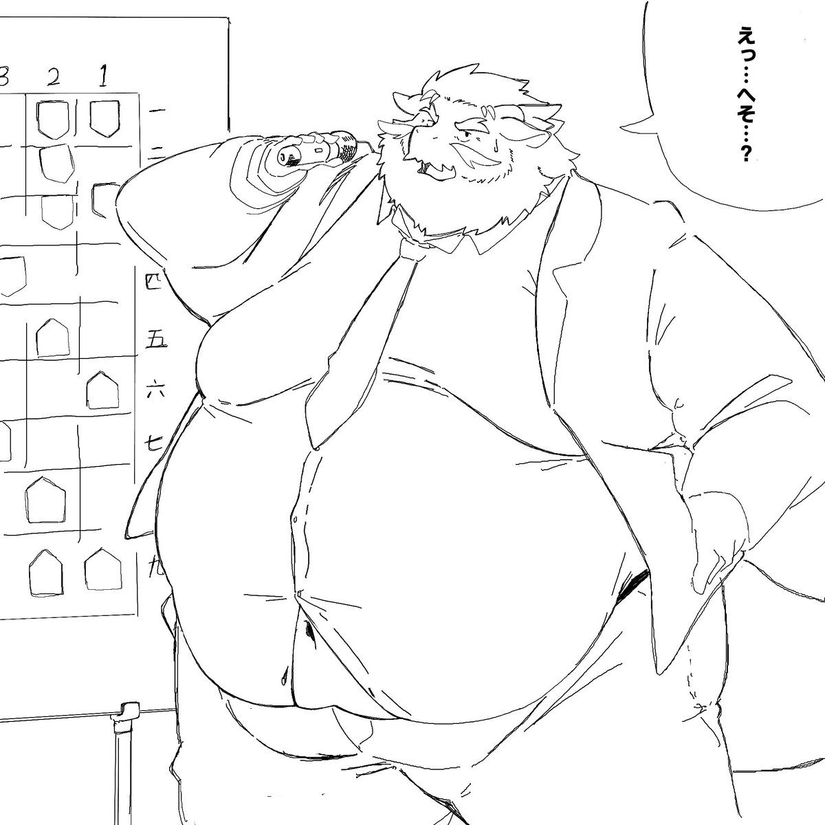 お仕事中におへそが出てしまった銀次さん