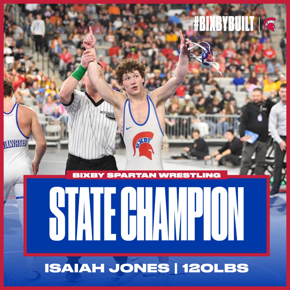 3x State Finalist and now an OSSAA STATE CHAMPION!! 

Congratulations, Isaiah Jones! 👏

#BixbyBuilt 🔴🔵