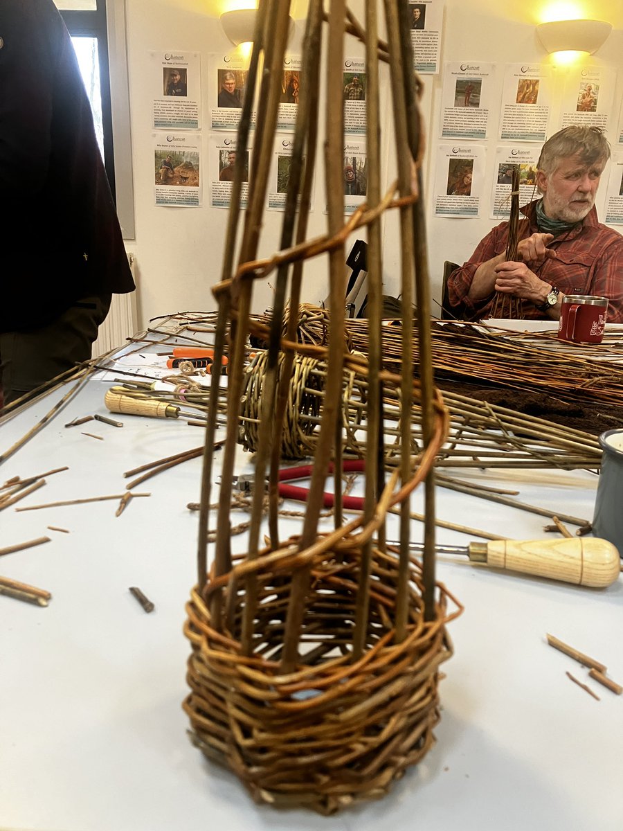 foodgrower's tweet photo. A lovely workshop #IOLBushcraftConf26 how to make a #willow #birdfeeder. Not bad for a 1st attempt but will practice so I can share with others. It’s been a reflective weekend in the woods & great being back in the #campervan post knee op. Life is so precious make the most of it https://t.co/nJEWoy9gJm