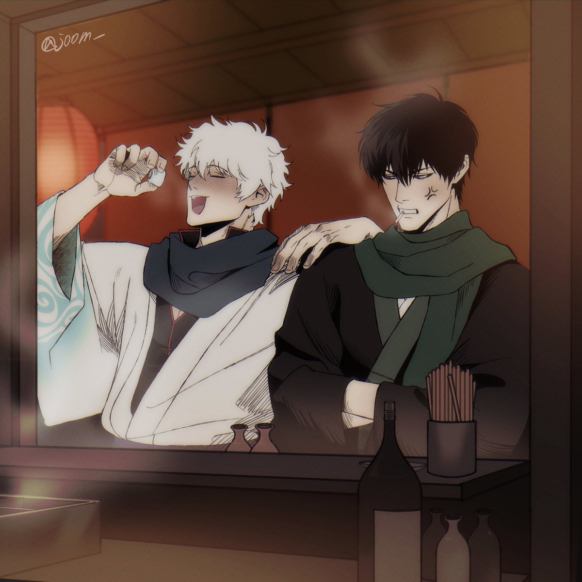 j00m_'s tweet photo. 🌙🍶
#銀魂 #坂田銀時 #土方十四郎 https://t.co/mwysKm76rx