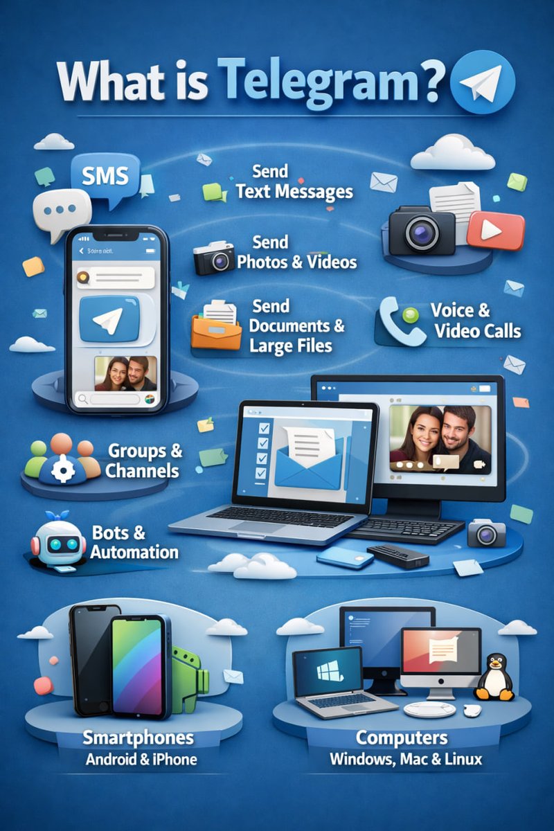 M_marekegn's tweet image. Telegram is a powerful messaging app for fast and secure communication.  ✨ Features: 📷 Messages 📷 Large files 📷 Voice &amp;amp; video calls 📷 Smart Bots

@ton_blockchain
#ton_blockchain #Aigram #Telegram #Tech #App #communication
@Eyuel88