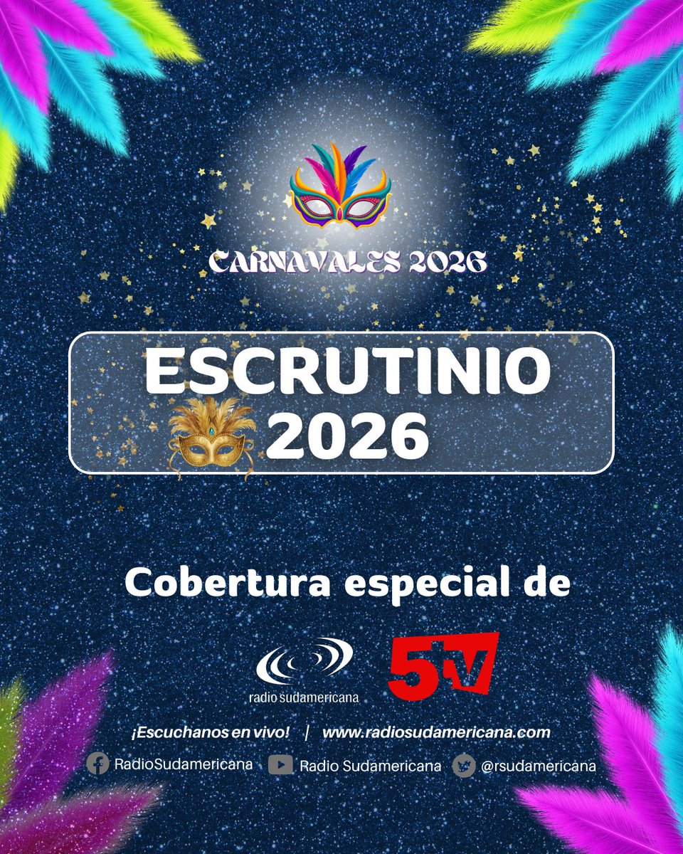 rsudamericana's tweet photo. 🎭 #Carnavales | Llegó el día más esperado por todos los comparseros para conocer a los ganadores de esta edición 👏

#Escrutinio2026 #Carnavales2026 #ReyMomo2026 https://t.co/AuJtG0cr7p