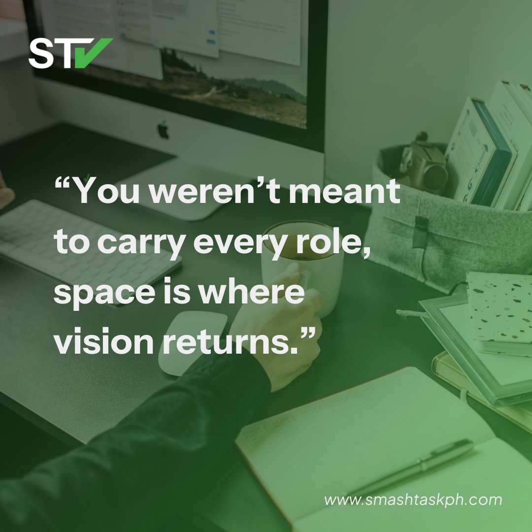 SmashTaskPH's tweet image. You don’t have to hold every role to lead well.
Create space, and your vision gets sharper.

#DelegateToScale #FounderLife #EntrepreneurMindset #BusinessGrowth #CEOMindset