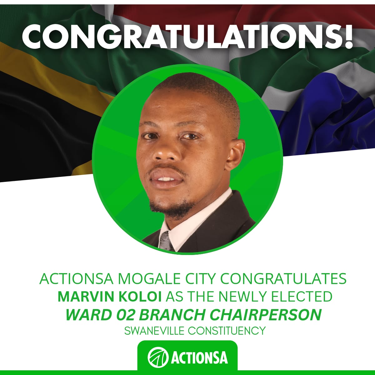 MCActionSA's tweet photo. In a hotly contested Branch Chairperson’s race, three active ActionSA candidates vied for leadership. Marvin Koloi emerged as champion and has been duly elected Branch Chairperson. Congratulations as leadership turns toward service and unity.
#ActionSA #Leadership #CommunityFirst https://t.co/pbYl01yg7y