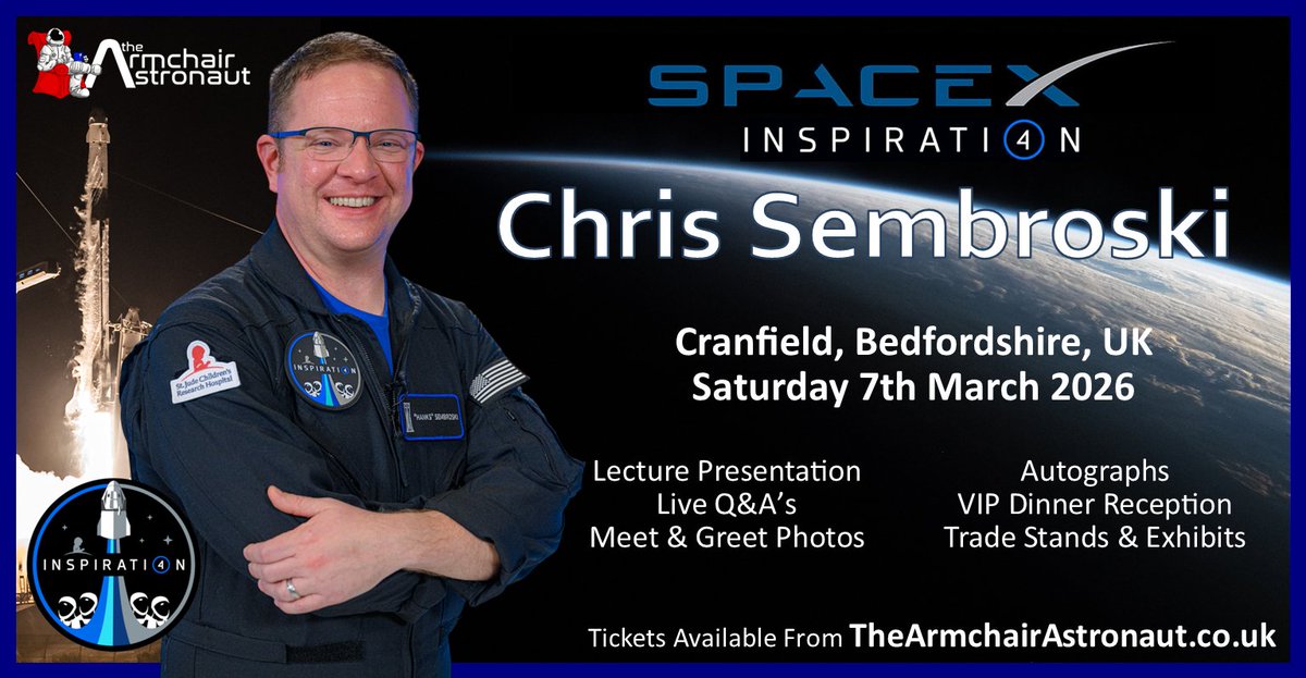 🚀LESS THAN ONE WEEK TO GO!
🎟️ Only 14 General Admission tickets left
🥂 Only 6 VIP Dinner / VIP Package tickets left
You could be meeting Chris Sembroski, Astronaut on SpaceX Inspiration4, the world’s first all-civilian orbital spaceflight.
🗓 Saturday 7th March 2026