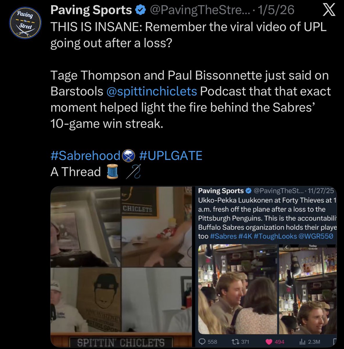 PavingTheStreet's tweet photo. We gave this team a reason to come together with #UPLGate. 

We protested the disfunction of the Buffalo Sabres organization in 2021 with #PackThePlaza.

26-10-1 since the UPL tweet.

We are not the heroes. We are whatever the City of Buffalo needs us to be. 

For the #Sabrehood https://t.co/UtWQQwfIVJ
