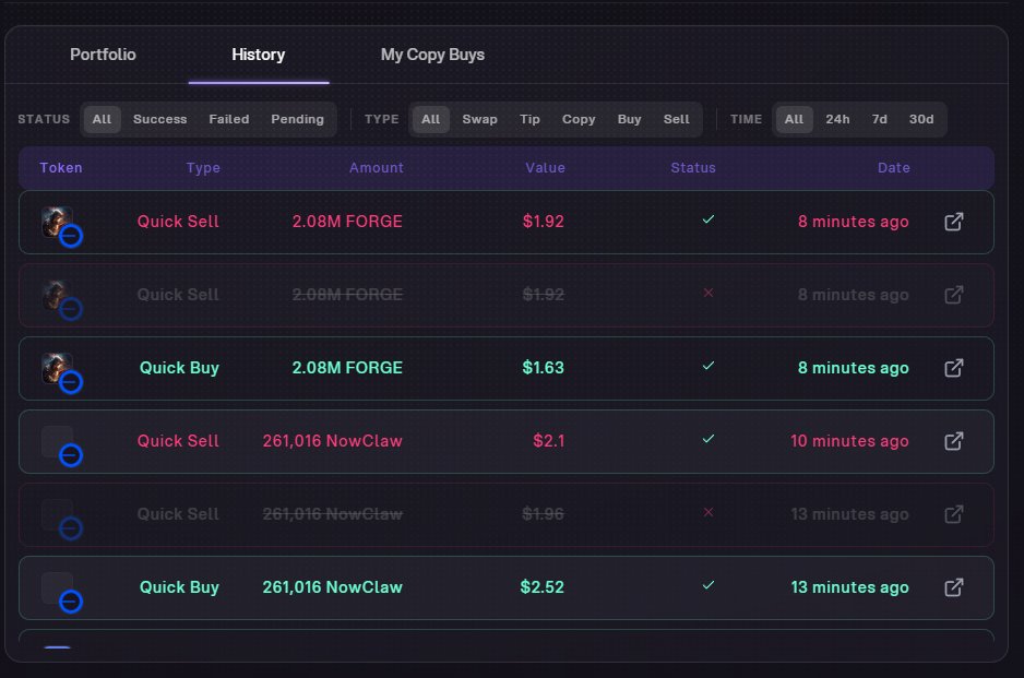 Sunday coding session:
- Upgraded our backend + DB transactions table to now persist failed tx error messages.  
  Gives us an analytics edge and helps troubleshoot recurring trade errors faster.  
- Asked my <a href="/rei_labs/">Rei</a>  agent to implement the updated endpoint on the FE.  
- Also