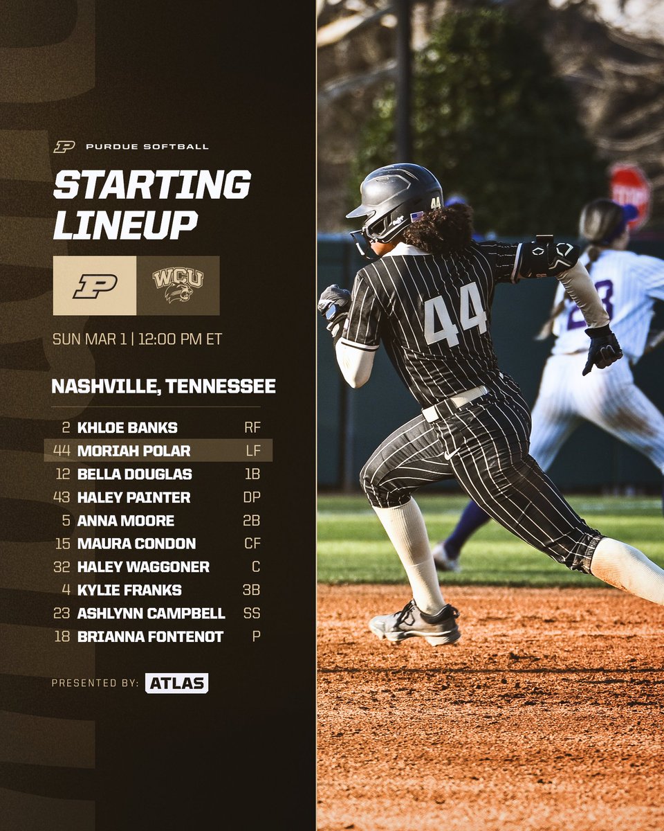PurdueSoftball's tweet photo. Starting Boilers ✨

📊 https://t.co/RTVTLideVW

#BoilerUp🚂 https://t.co/wYKJ4sIeq3