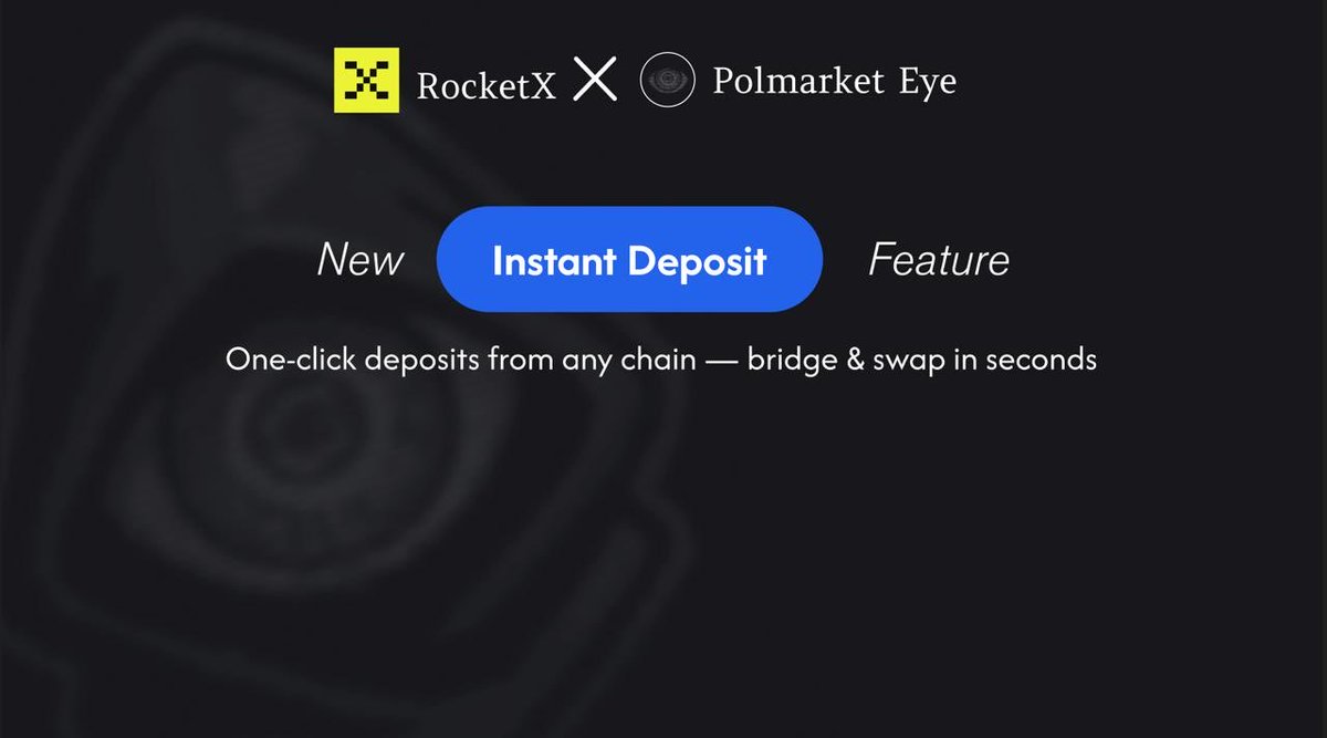 We’ve integrated with @RocketXExchange to unlock easy cross-chain deposits into Polymarket Eye 🔮

Now live: polymarketeye.com

What this unlocks:

• Top up your Polymarket Eye wallets from any chain in seconds
• Move quickly on mispriced markets and emerging signals
•