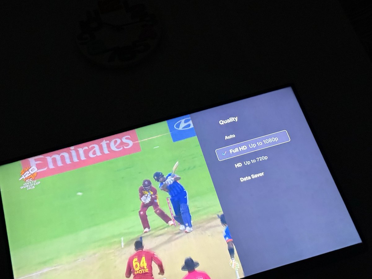 Dharmik_2931's tweet photo. #INDvsWI #BCCI #ICCMensT20WorldCup #JioHotstar why you remove 4k quality https://t.co/923o0iDiLV