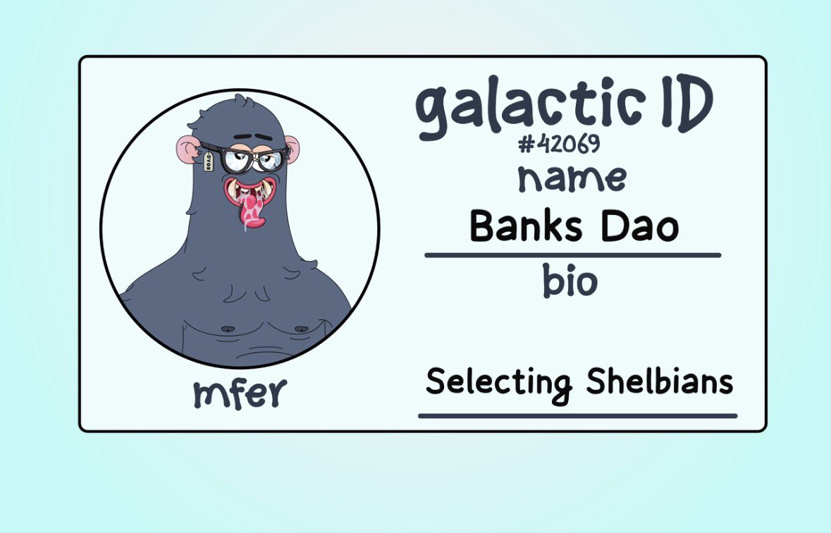 Gm Shelbians! We will be giving out spots for <a href="/GalacticMfers/">Galactic Mfers</a> 🎊

To get in, Follow <a href="/GalacticMfers/">Galactic Mfers</a> <a href="/rusllnn/">Russell</a> <a href="/Sage_0xd/">Sage​</a> <a href="/Banks_DAO/">BANKS DAO</a> 

Comment your discord username and ID  with your evm address.

Like and retweet the quoted post.

Winners in 24hrs